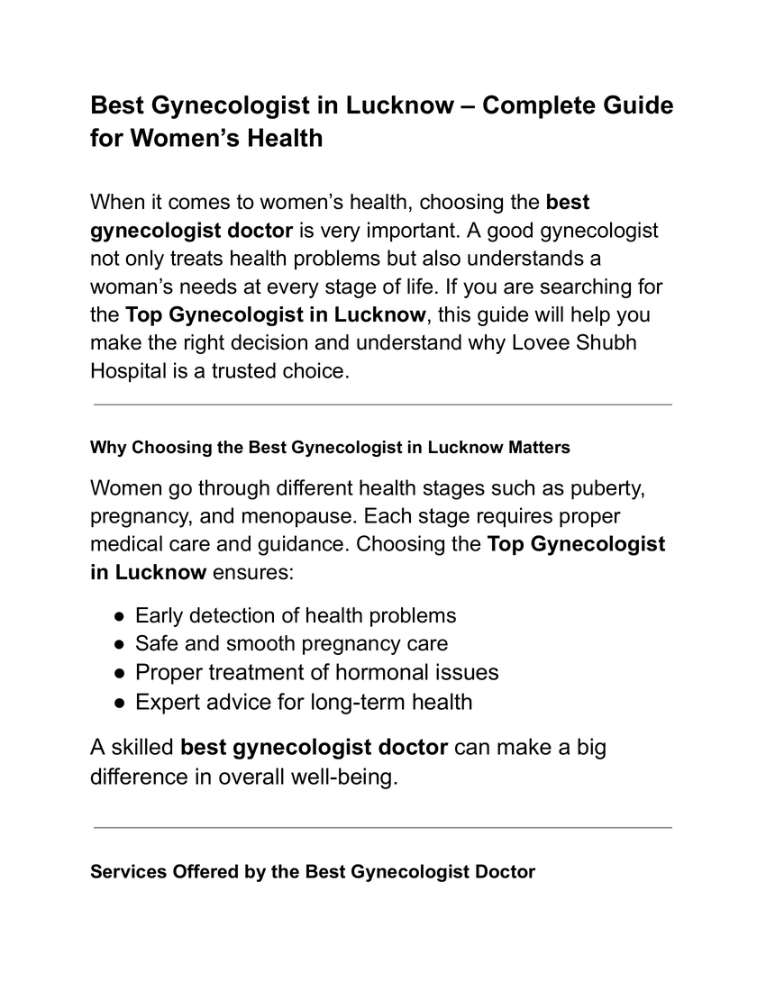 Best Gynecologist in Lucknow - Complete Guide for Women's Health .pdf